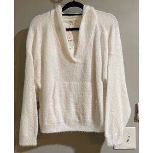 Anthropologie Pilcro‎ Sweater Hoodie Ivory Eyelash Pullover Womens 1X Plus New